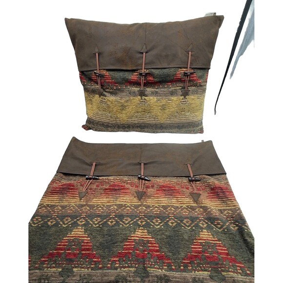 Hiend Accents Rustic Embroidered Textured Set Of 2 Standard Pillow Shams 27x21 - Picture 1 of 16